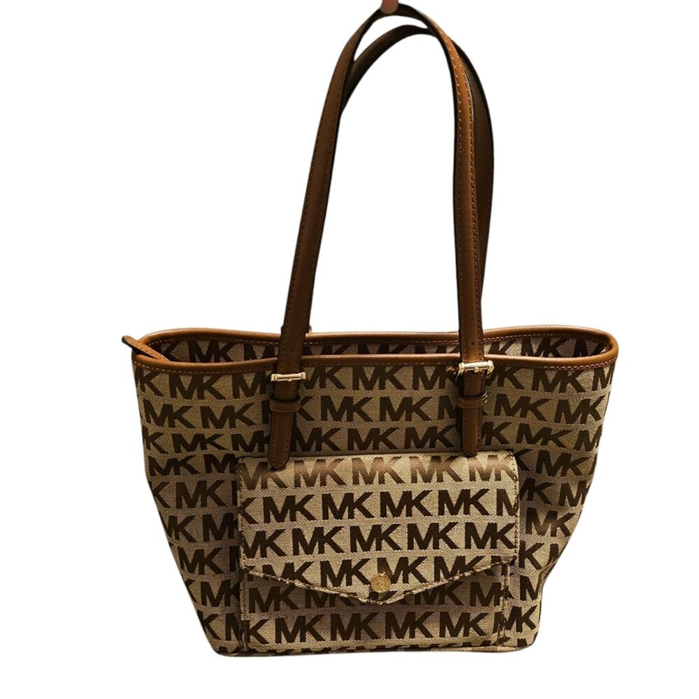 Michael Kors Tan/Brown Jet Set Shoulder Signature Tote NWOT